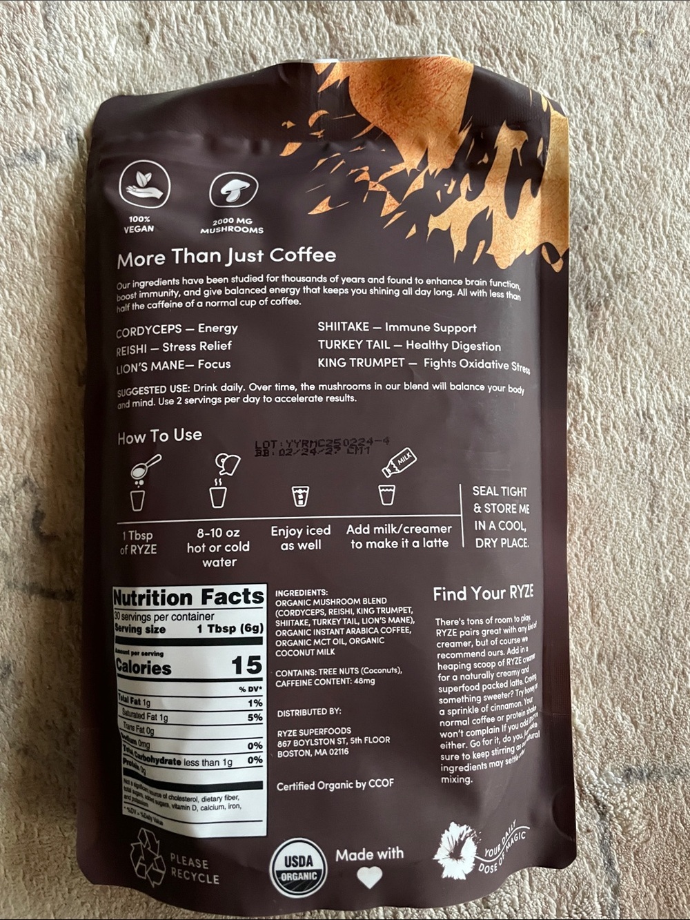Mushroom Coffee - Black & Orange Packaging - Picture 4 of 5